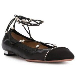 Aquazzura Mystique Ballet Flats Black Silver